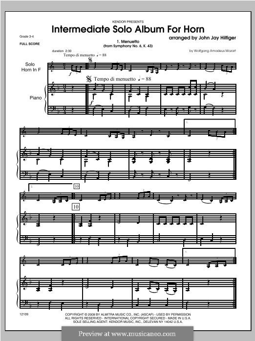 Intermediate Solo Album for Horn: Piano part by Wolfgang Amadeus Mozart