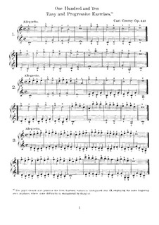 One Hundred and Ten Easy and Progressive Exercises, Op.453: Complete set by Carl Czerny