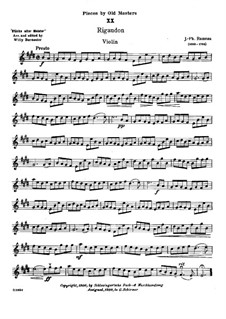 Rigaudon: For violin and piano – violin part by Jean-Philippe Rameau