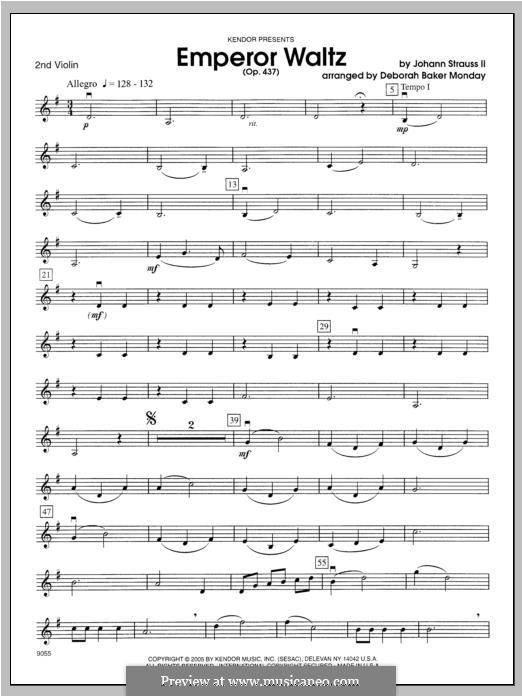Emperor Waltz, Op.437: Violin 2 part by Johann Strauss (Sohn)