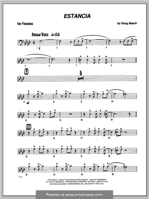 Estancia: Trombone 3 part by Doug Beach