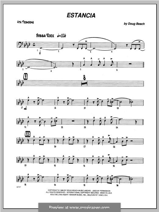 Estancia: Trombone 4 part by Doug Beach