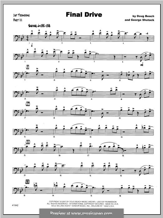 Final Drive: Trombone 1 part by George Shutack