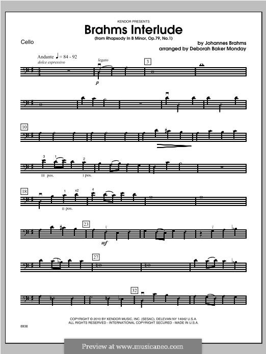 Two Rhapsodies, Op.79: Rhapsody No.1. Interlude – cello part by Johannes Brahms