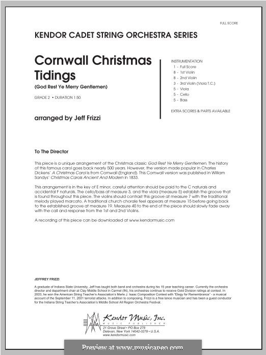 Cornwall Christmas Tidings (God Rest Ye Merry Gentlemen): Full Score by folklore