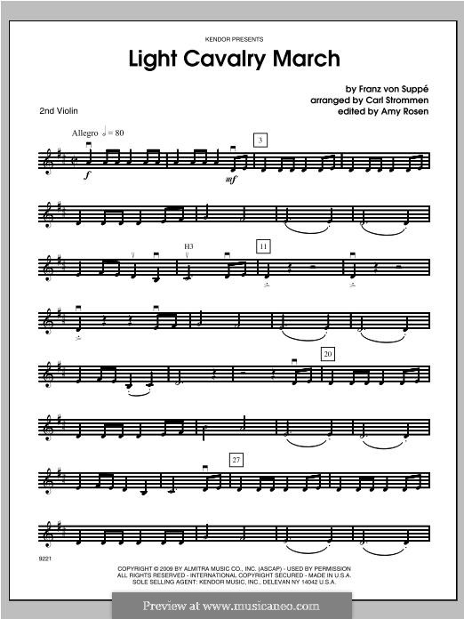 Light Cavalry March: Violin 2 part by Franz von Suppé