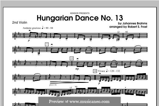 Dance No.13 in D Major: Violin 2 part by Johannes Brahms