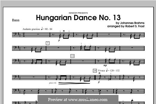 Dance No.13 in D Major: Bass part by Johannes Brahms