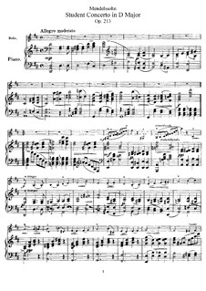 Student Concerto in D Major, Op.213: For violin and piano by Arnold Mendelssohn