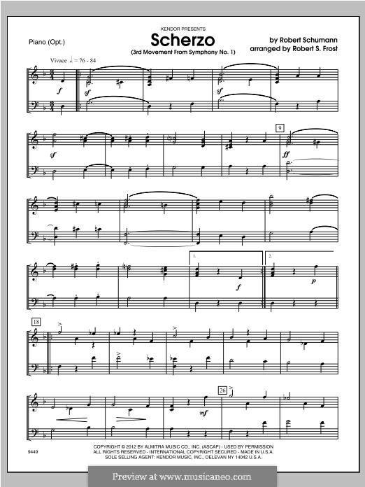 Symphony No.1 in B Flat Major 'Spring', Op.38: Movement III, for strings - Piano part by Robert Schumann