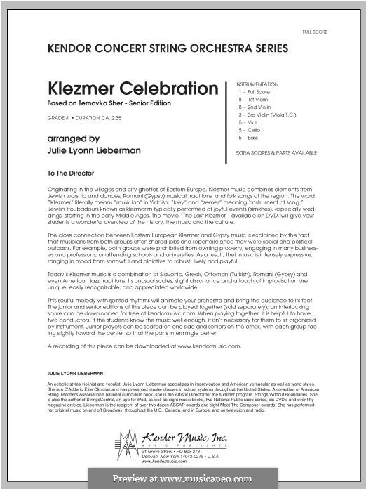 Klezmer Celebration (based on Ternovka Sher) Senior Edition: Full Score by Unknown (works before 1850)