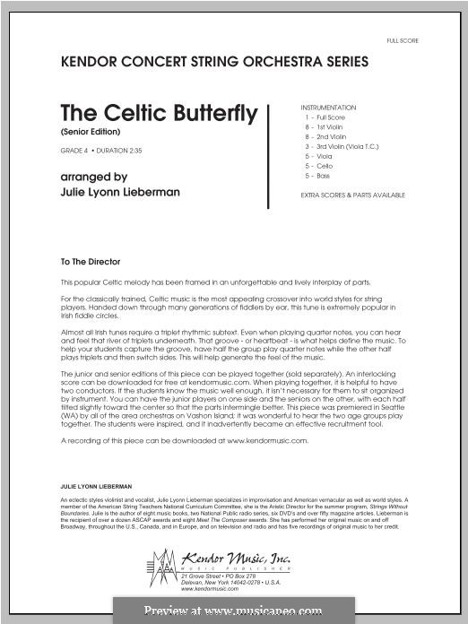 The Celtic Butterfly (Senior Edition): Full Score by Unknown (works before 1850)