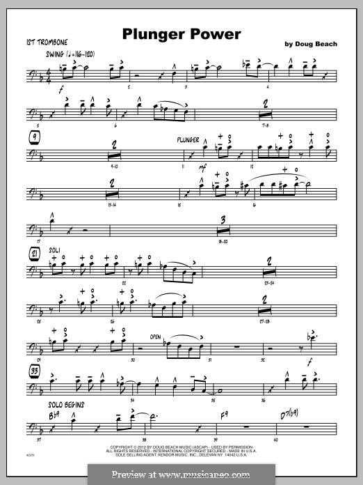 Plunger Power: Trombone 1 part by Doug Beach
