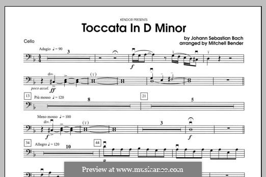 Toccata in D Minor, BWV 913: Cello part by Johann Sebastian Bach