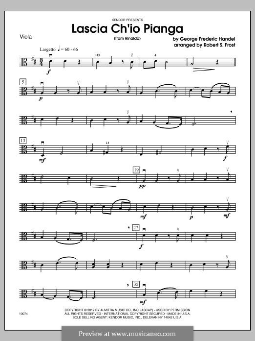 Lascia Ch'io Pianga (Orchestra version): Viola part by Georg Friedrich Händel