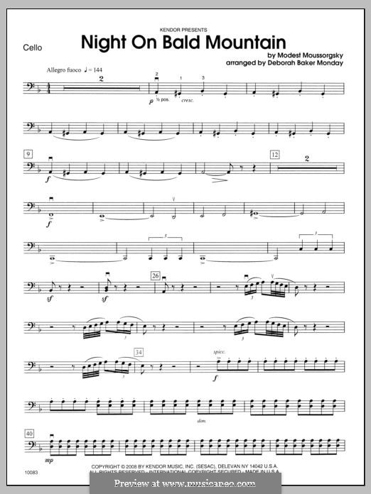 Night on Bald Mountain: Cello part by Modest Mussorgsky