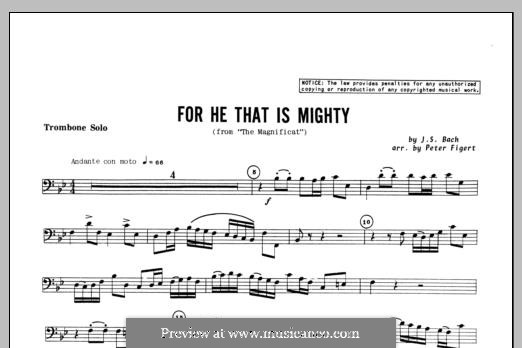 For He That Is Mighty: Trombone part by Johann Sebastian Bach