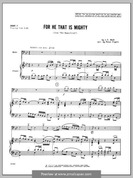 For He That Is Mighty: Piano part by Johann Sebastian Bach