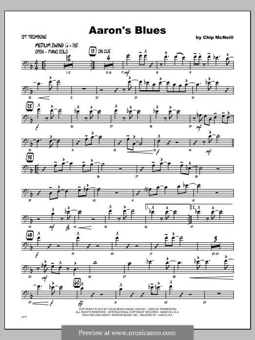 Aaron's Blues: Trombone 1 part by Chip McNeill
