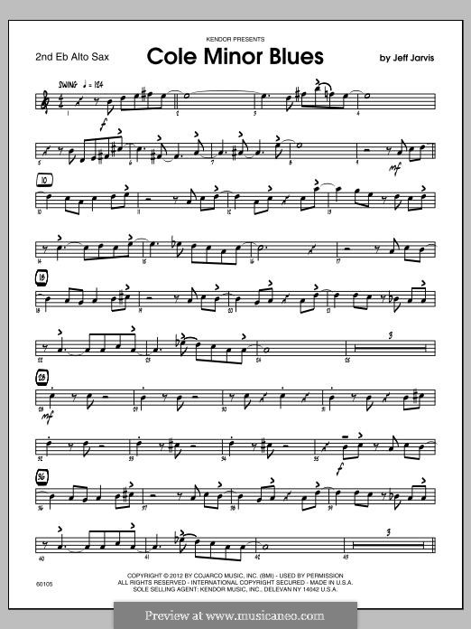 Cole Minor Blues: Alto Sax 2 part by Jeff Jarvis