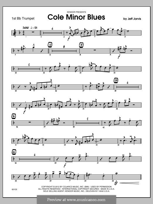 Cole Minor Blues: Trumpet 1 part by Jeff Jarvis