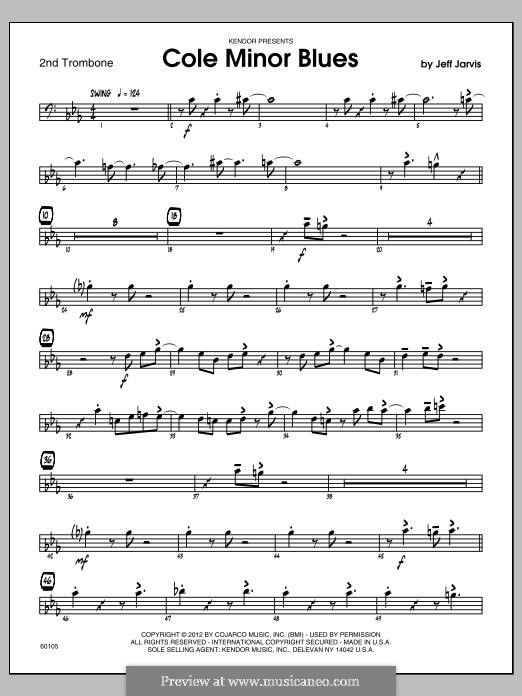 Cole Minor Blues: Trombone 2 part by Jeff Jarvis