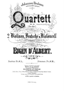 String Quartet No.2 in E Flat Major, Op.11: String Quartet No.2 in E Flat Major by Eugen d'Albert