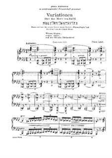 Variations on Theme from 'Weinen, Klagen, Sorgen, Zagen' by J. S. Bach, S.180: For piano by Franz Liszt