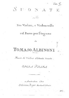 Twelve Trio Sonatas for Two Violins and Basso Continuo, Op.1: Violin II part by Tomaso Albinoni