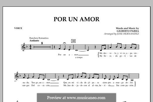 Por Un Amor: Vocal part by Gilberto Parra