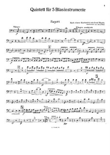 Quintet for Winds after Piano Trio by J. Haydn: Bassoon Part by Ignaz Pleyel