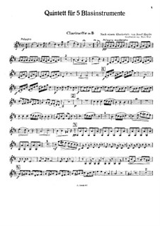 Quintet for Winds after Piano Trio by J. Haydn: Clarinet Part by Ignaz Pleyel