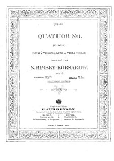 String Quartet in F Major, Op.12: Violin I part by Nikolai Rimsky-Korsakov