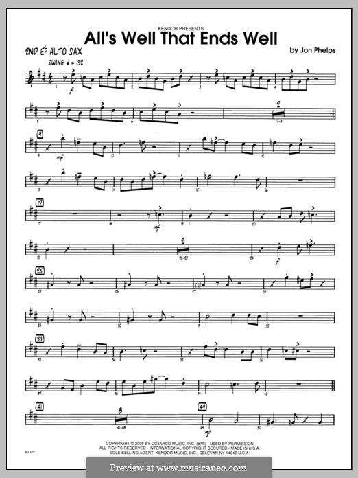 All's Well That Ends Well: 2nd Eb Alto Saxophone part by Jon Phelps