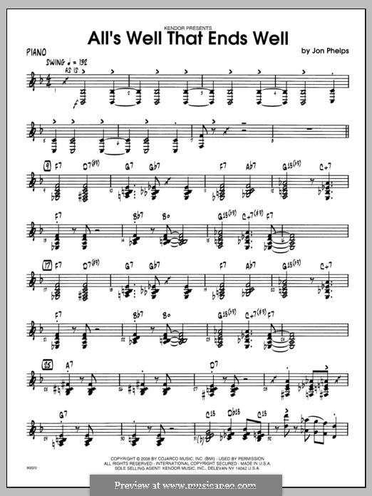 All's Well That Ends Well: Piano part by Jon Phelps