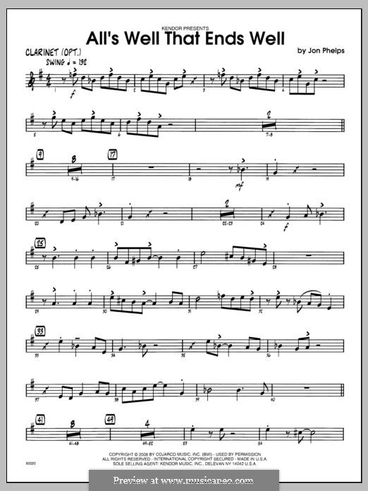 All's Well That Ends Well: Bb Clarinet part by Jon Phelps