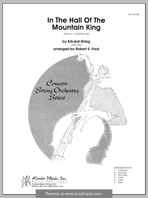 Suite No.1. In the Hall of the Mountain King (Chamber arrangements), Op.46 No.4: For strings – Full Score by Edvard Grieg