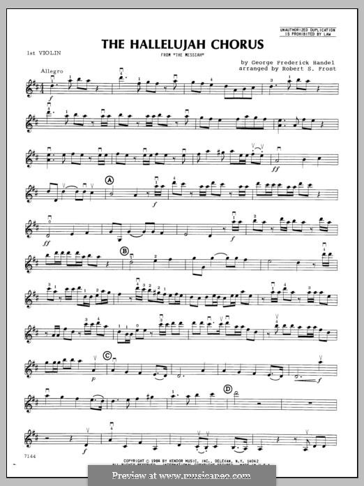 No.44 Hallelujah (chamber arrangements): For strings – 1st Violin part by Georg Friedrich Händel