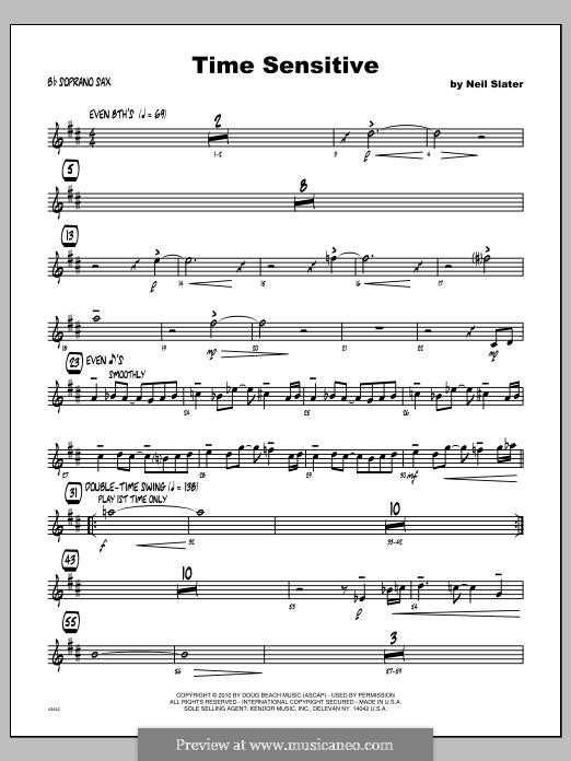 Time Sensitive: Bb Soprano Sax part by Neil Slater