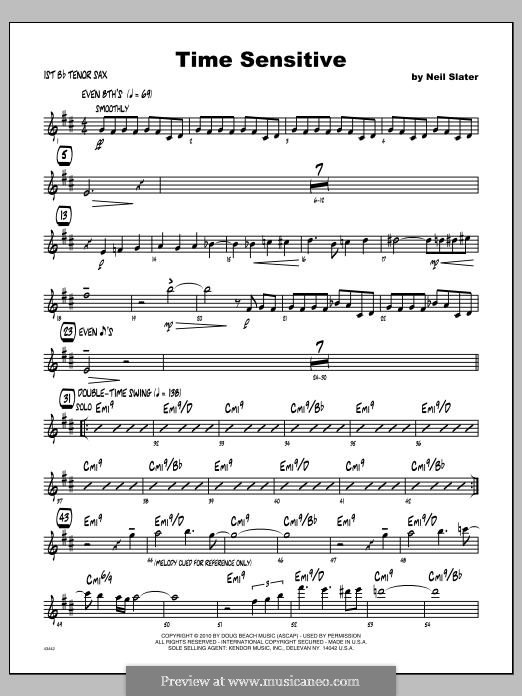 Time Sensitive: Tenor Sax 1 part by Neil Slater