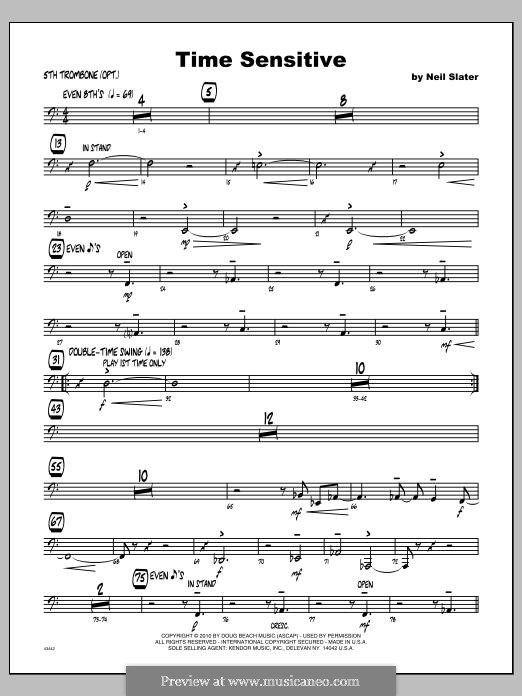 Time Sensitive: Trombone 5 part by Neil Slater
