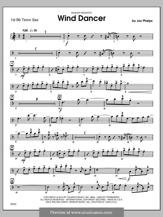 Wind Dancer: Tenor Sax 1 part by Jon Phelps