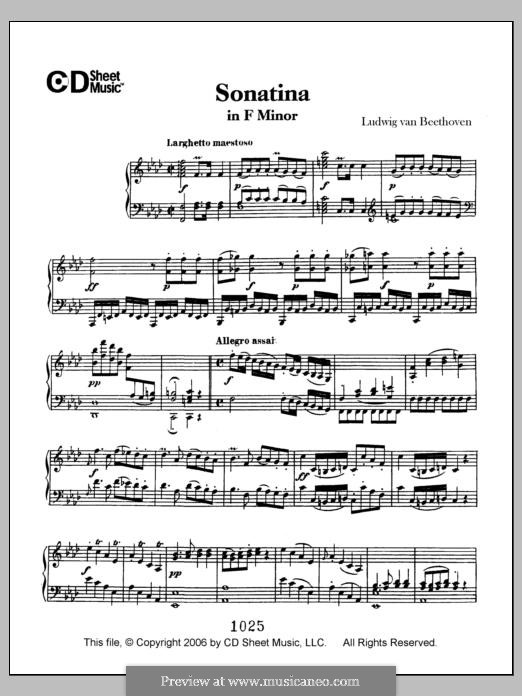 Three Sonatinas for Piano, WoO 47: Sonatina No.2 in F Minor by Ludwig van Beethoven