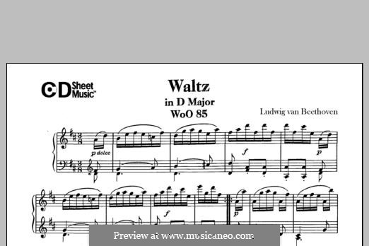 Waltz for Piano in D Major, WoO 85: For a single performer by Ludwig van Beethoven