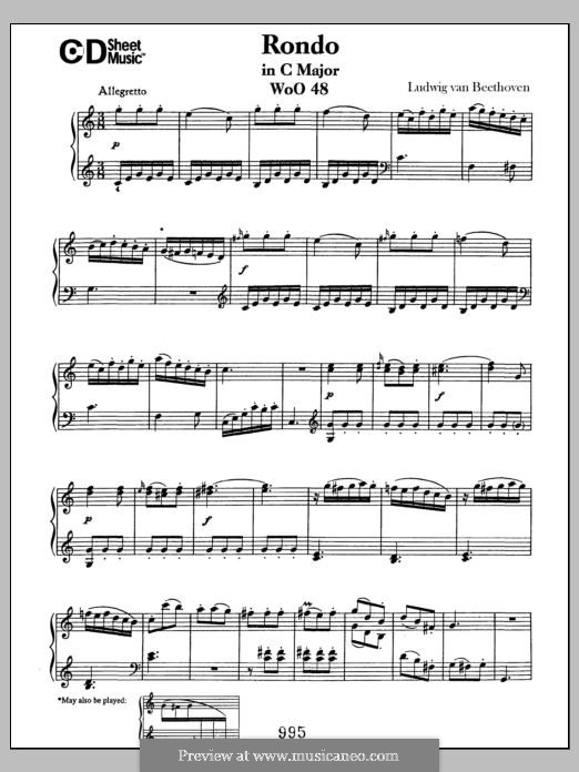 Rondo in C Major, WoO 48: For piano by Ludwig van Beethoven