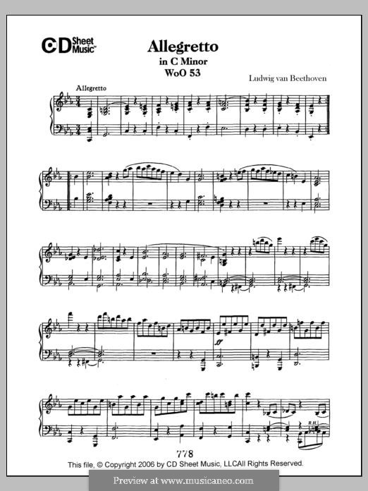 Allegretto in C Minor, WoO 53: For piano by Ludwig van Beethoven