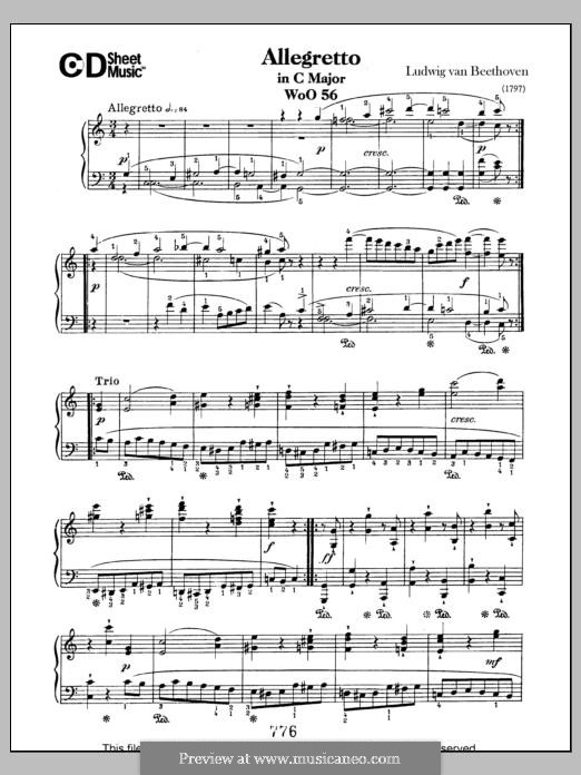 Allegretto in C Major, WoO 56: For piano by Ludwig van Beethoven