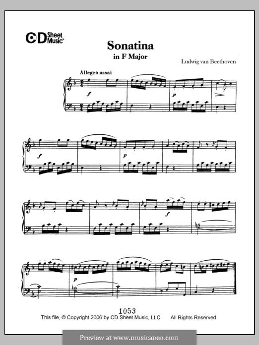 Sonatina in F Major: For piano by Ludwig van Beethoven