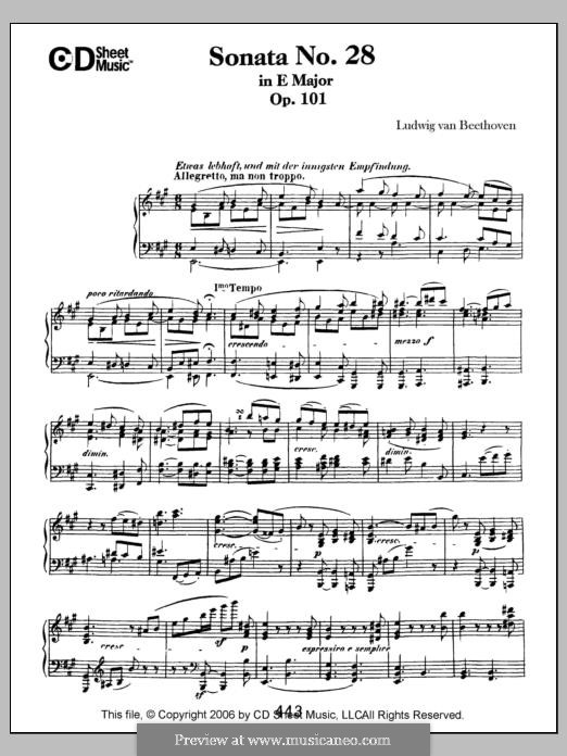 Sonata for Piano No.28, Op.101: For a single performer by Ludwig van Beethoven