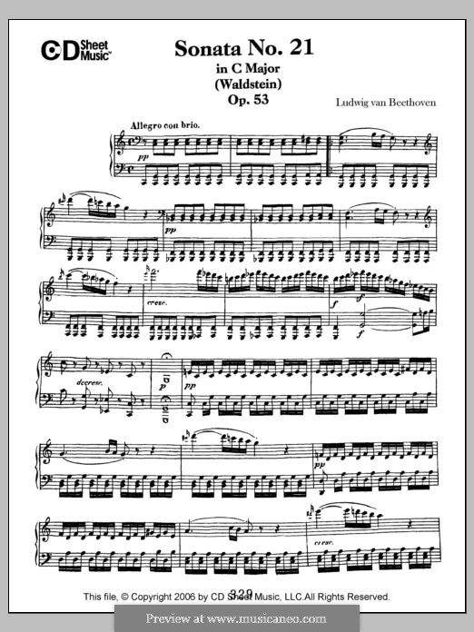 Sonata for Piano No.21 'Waldstein', Op.53: For a single performer by Ludwig van Beethoven